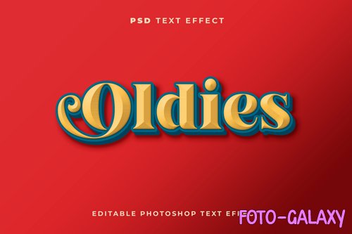 3d oldies text effect template with vintage style premium psd