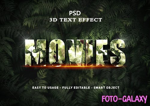 3d movies text effect psd