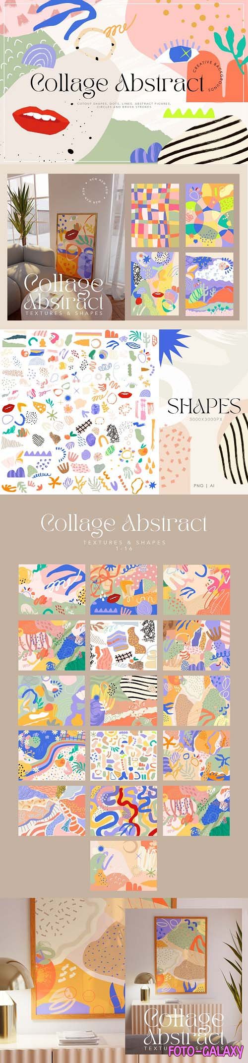 Abstract Collage Cutout Shapes - 6754132
