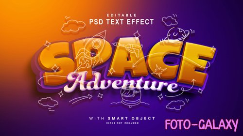 Space adventure text effect with doodle