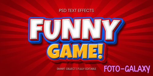 Funny game 3d text effect psd