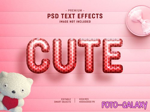 Cute valentine balloon text effect template psd