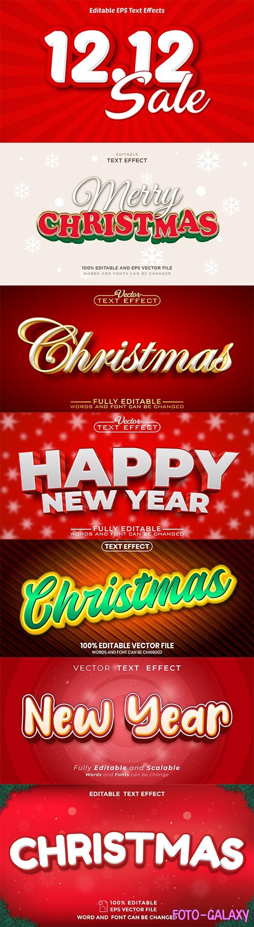 Christmas text font style editable, New year text vector effect