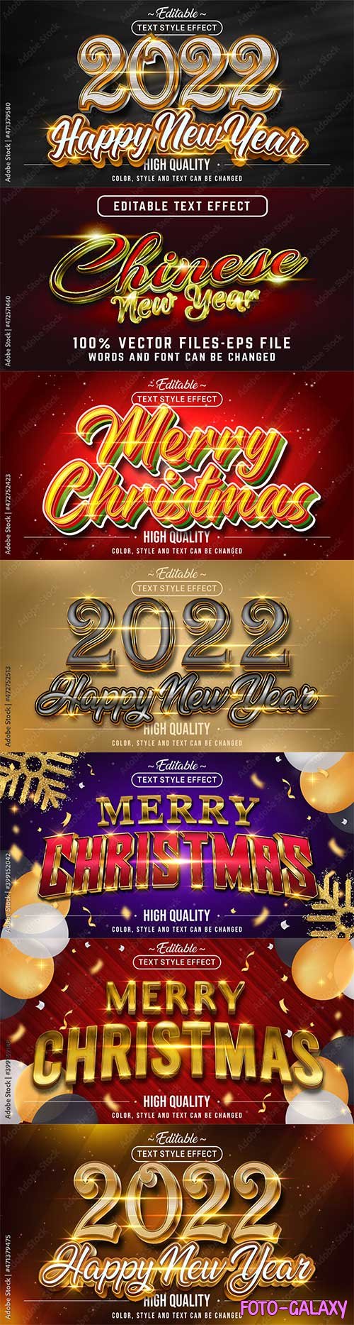 2022  New Year and Christmas vector texts
