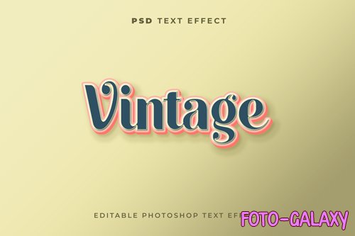 Vintage text effect template dark blue color premium psd