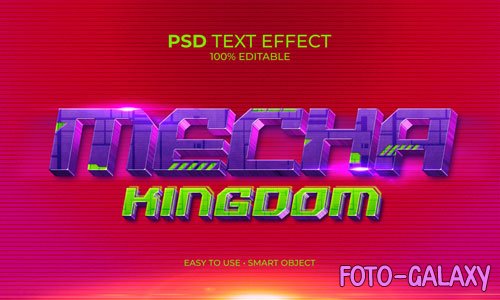 Purple mecha kingdom text effect premium psd