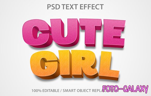 Editable text effect cute girl template psd