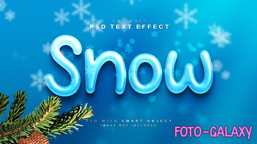 Snow 3d glossy text effect psd