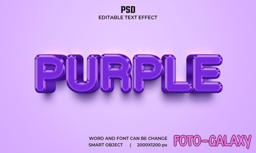 Purple 3d editable text effect premium psd with background