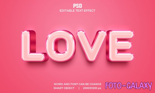 Love 3d editable text effect premium psd with background