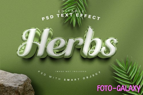 Green herbs 3d glossy text effect psd