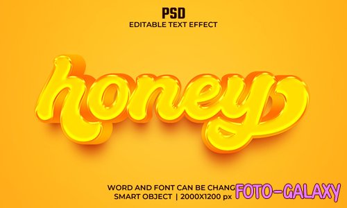 Honey 3d editable text effect premium psd with background