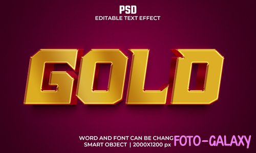 Gold 3d editable text effect premium psd