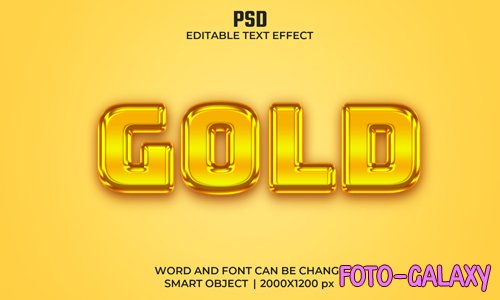 3d Gold editable text effect premium psd