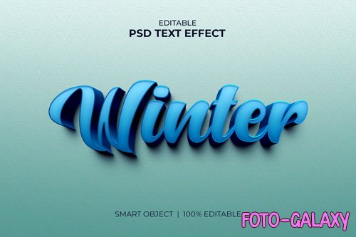 Winter editable 3d text effect mockup premium psd