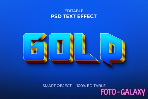 Golden blue editable 3d text effect mockup premium psd
