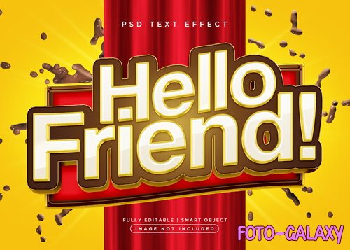 3d style hello friend text effect psd