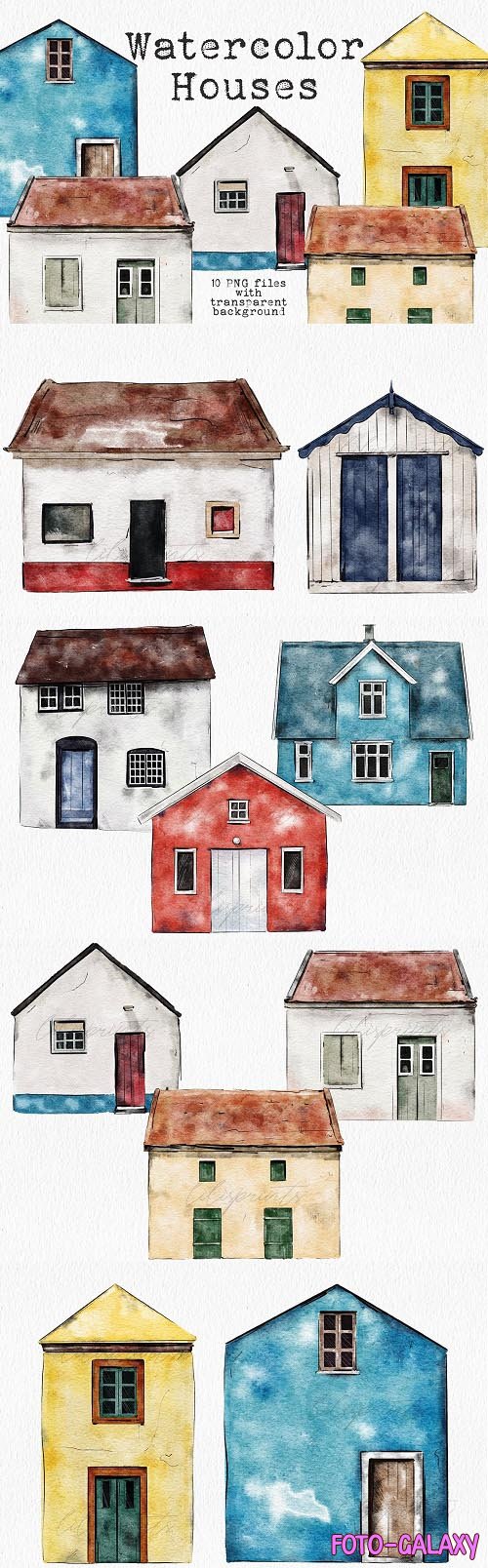 Watercolor icelandic houses - 6509095