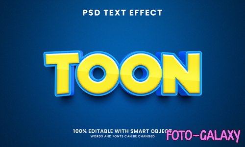 Cartoon toon style 3d text effect psd