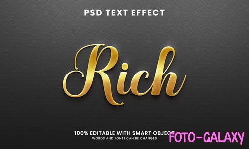 Golden shiny rich 3d text effect psd