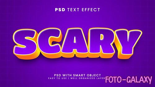 Scary 3d editable text effect with cartoon and comic font style psd