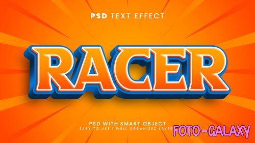 Racer speed editable text effect with fast and sport text style psd