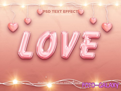 Love text effect mockup psd