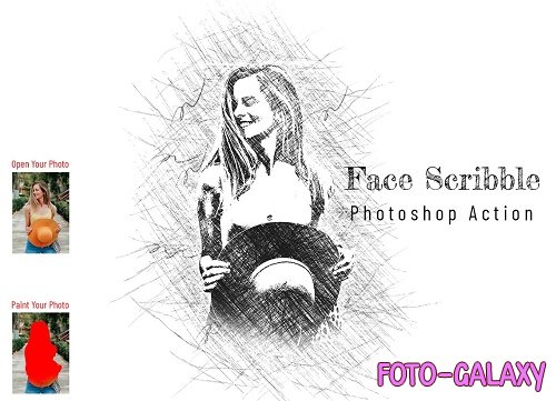 Face Scribble Photoshop Action - 6902548