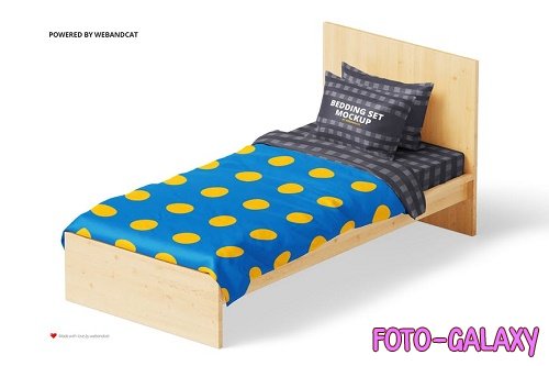 Single bed, Bedding Mockup