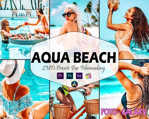 10 Aqua Beach Video LUTs Presets, Sea Ocean bright LUT preset, Fashion Portrait filter