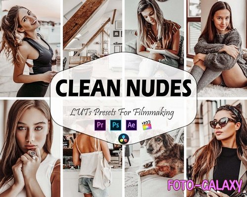10 Clean Nudes Video LUTs Presets, Beige LUT preset, Bright Fashion Portrait filter