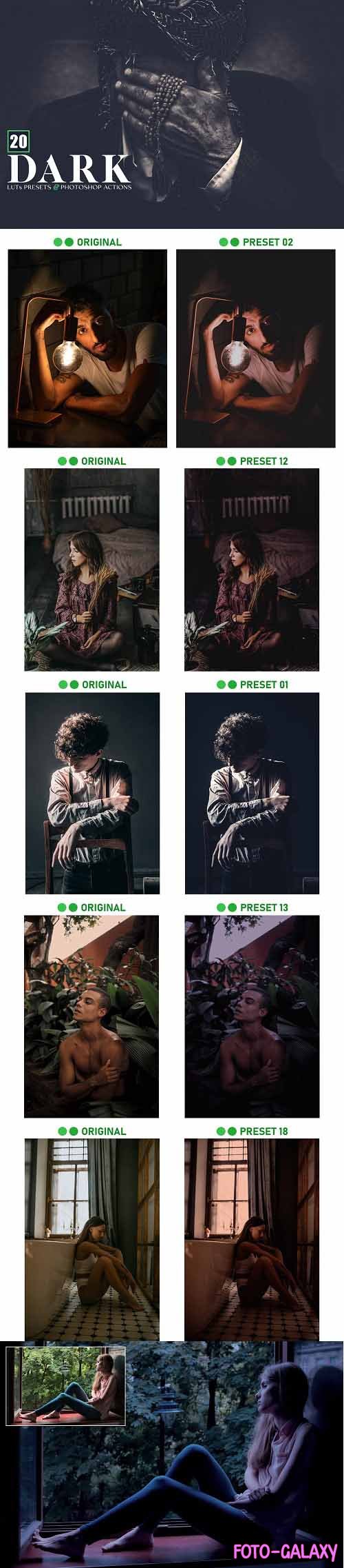 Dark LUTs Presets and Photoshop Action - 6919409