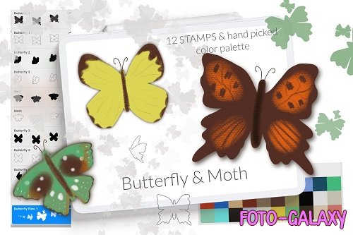Butterfly and moth Procreate stamp brushes spring - 1797481