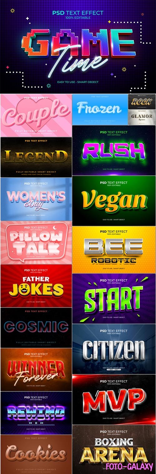Bundle 3d text style effect in psd vol 14