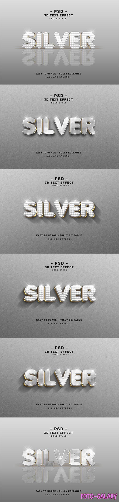 3d silver text style effect psd