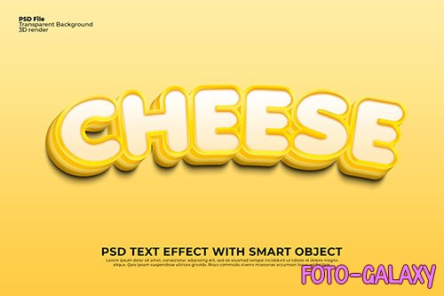 Editable cheese text 3d effect photoshop yellow color