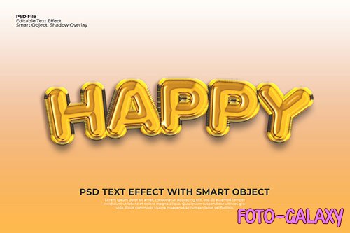 Editable happy text 3d effect photoshop