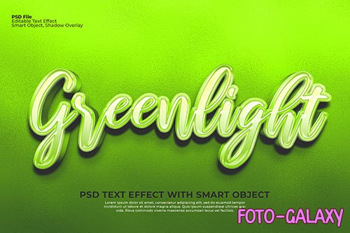 Editable greenlight text 3d effect photoshop green color