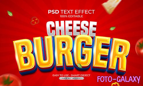 Cheese burger cartoon style text effect psd