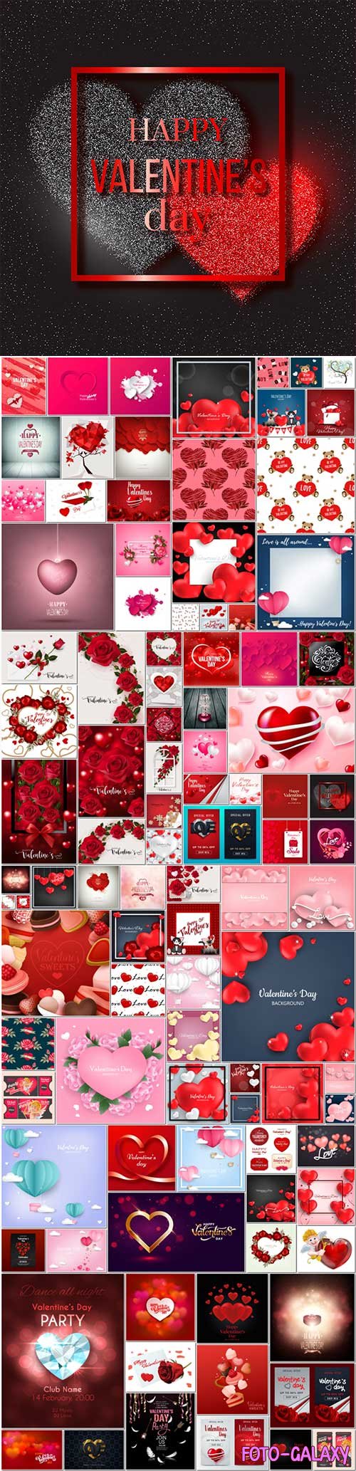 100 Bundle Happy Valentines Day, love, romance, hearts in vector vol 3