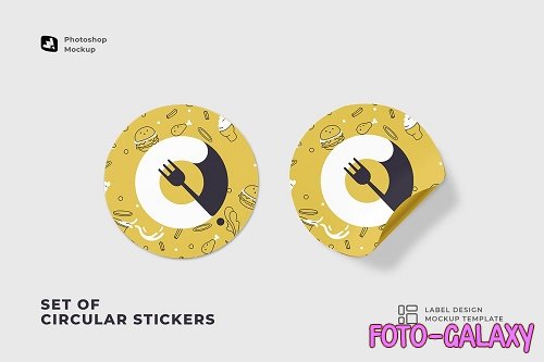 Set Of Circular Stickers Mockup - 6890033