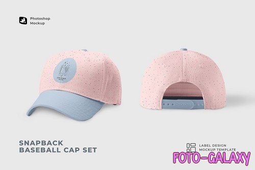 Snapback Baseball Cap Set Mockup - 6893028