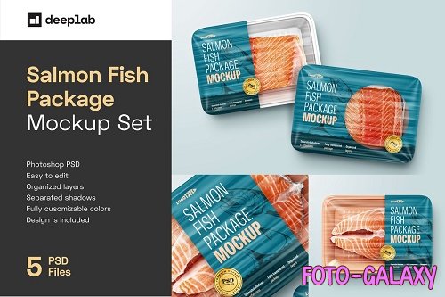 Salmon Fish Package Mockup Set - 6985779