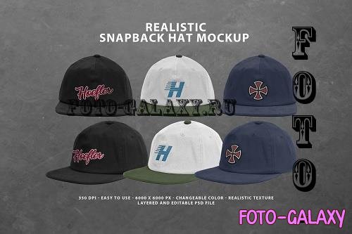 Realistic Snapback Hat Mockup - 6255472