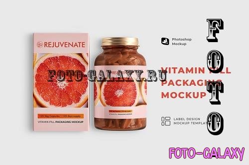 Glossy Vitamin Pill Packaging Mockup - 6913789