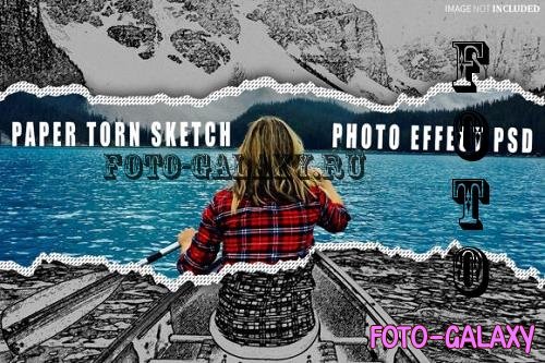 Paper Torn Sketch Photo Effect 