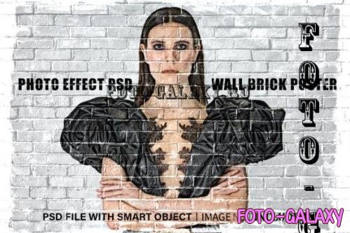 Wall Brick Poster Photo Effect Psd