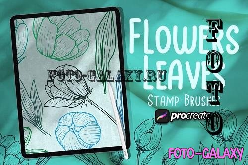 Flower & Leaves Brush Stamp Procreate