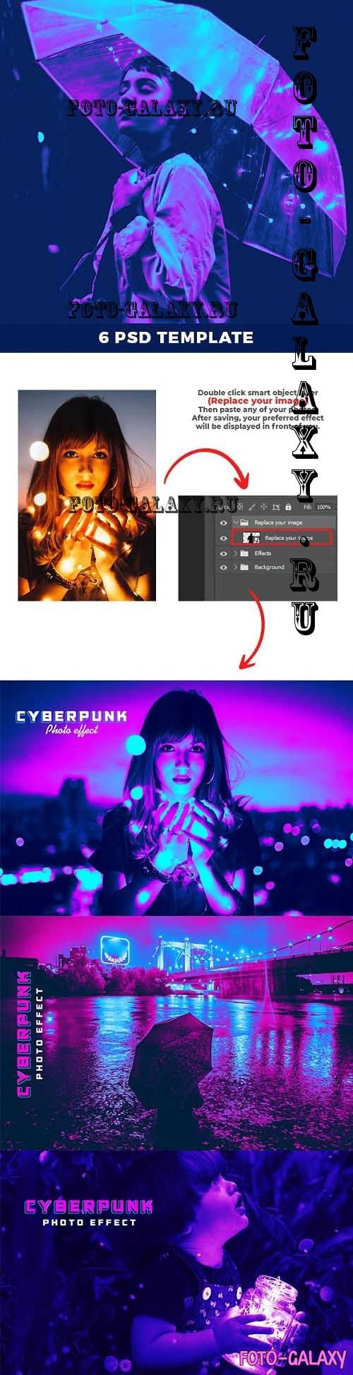 Cyberpunk Neon Light Photo Effect - 36911061