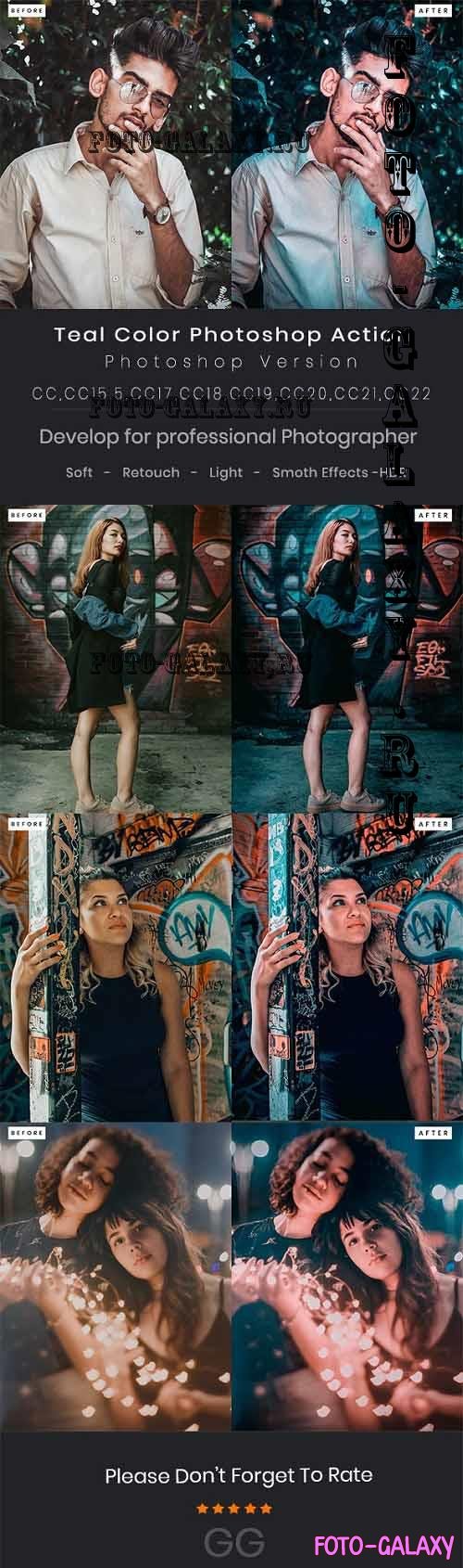 Teal Color Photoshop Action - 37025669